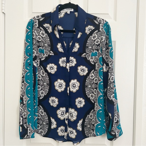 Express The Portofino Patterned Button Down Shirt - Picture 1 of 4